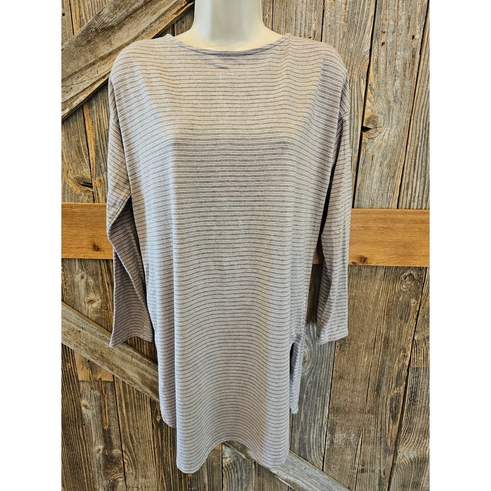 Luxe supima tunic size small pink grey striped top career casual EUC j jill
